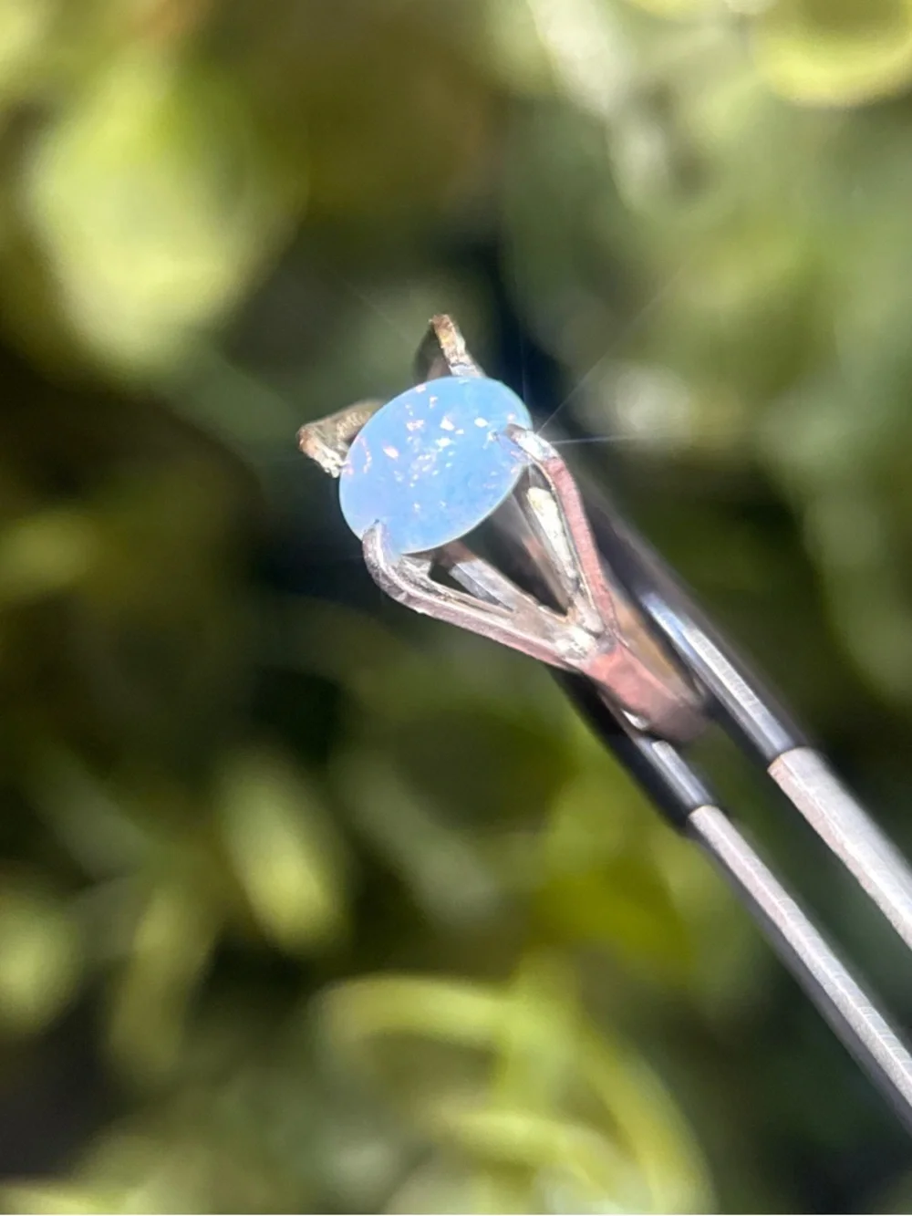 Silver Blue Opal Oval Ring‎